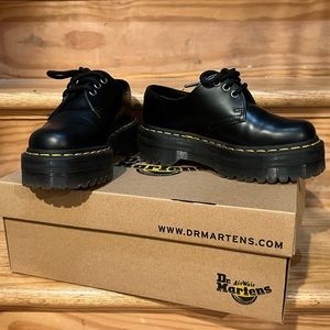Dr. Martens 1461 Quad Smooth Black Leather Platforms - Size 36 EU/5 US